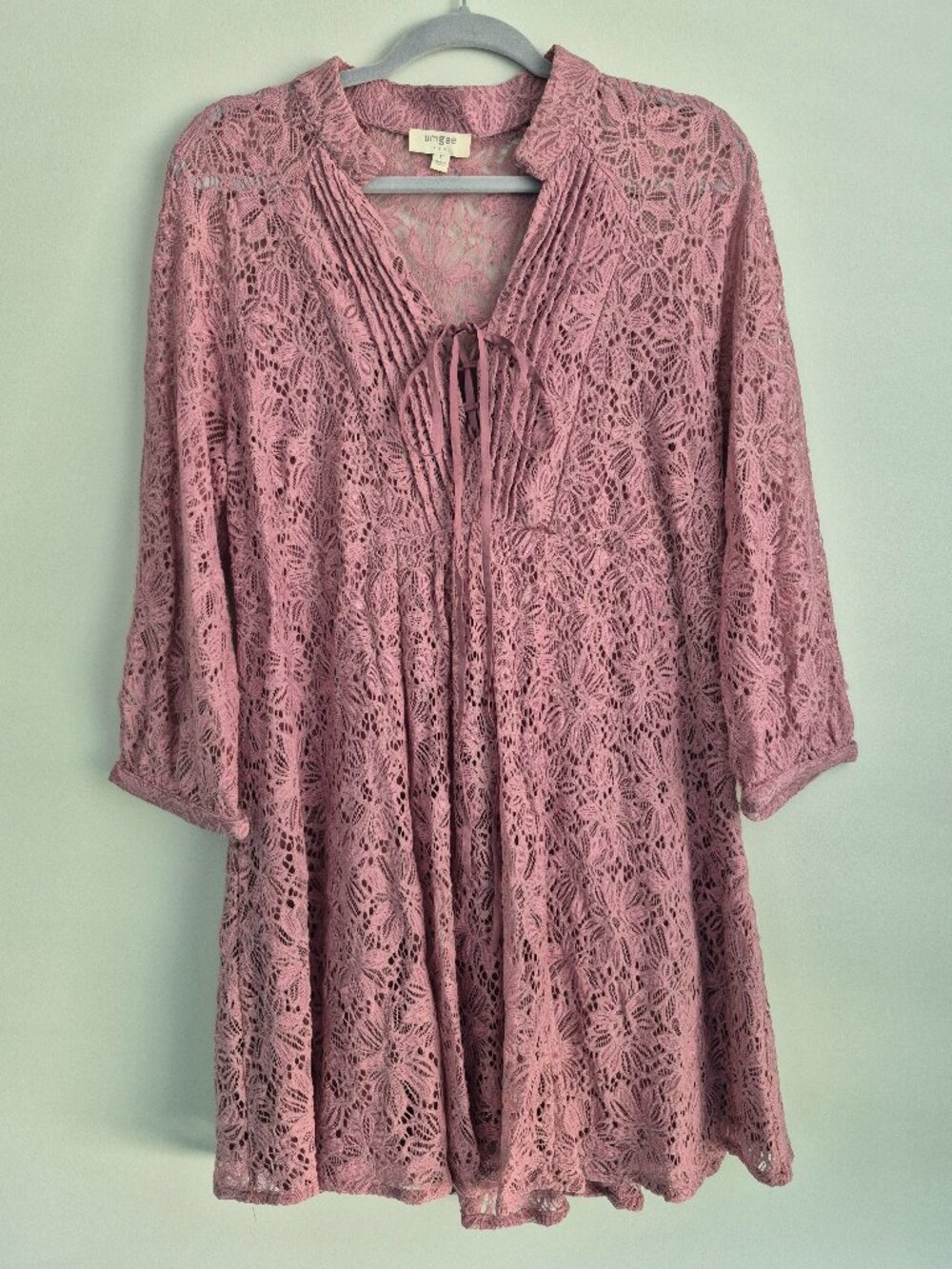 Umgee Women’s Lace Dress – Mauve – Size L – Boutique Style